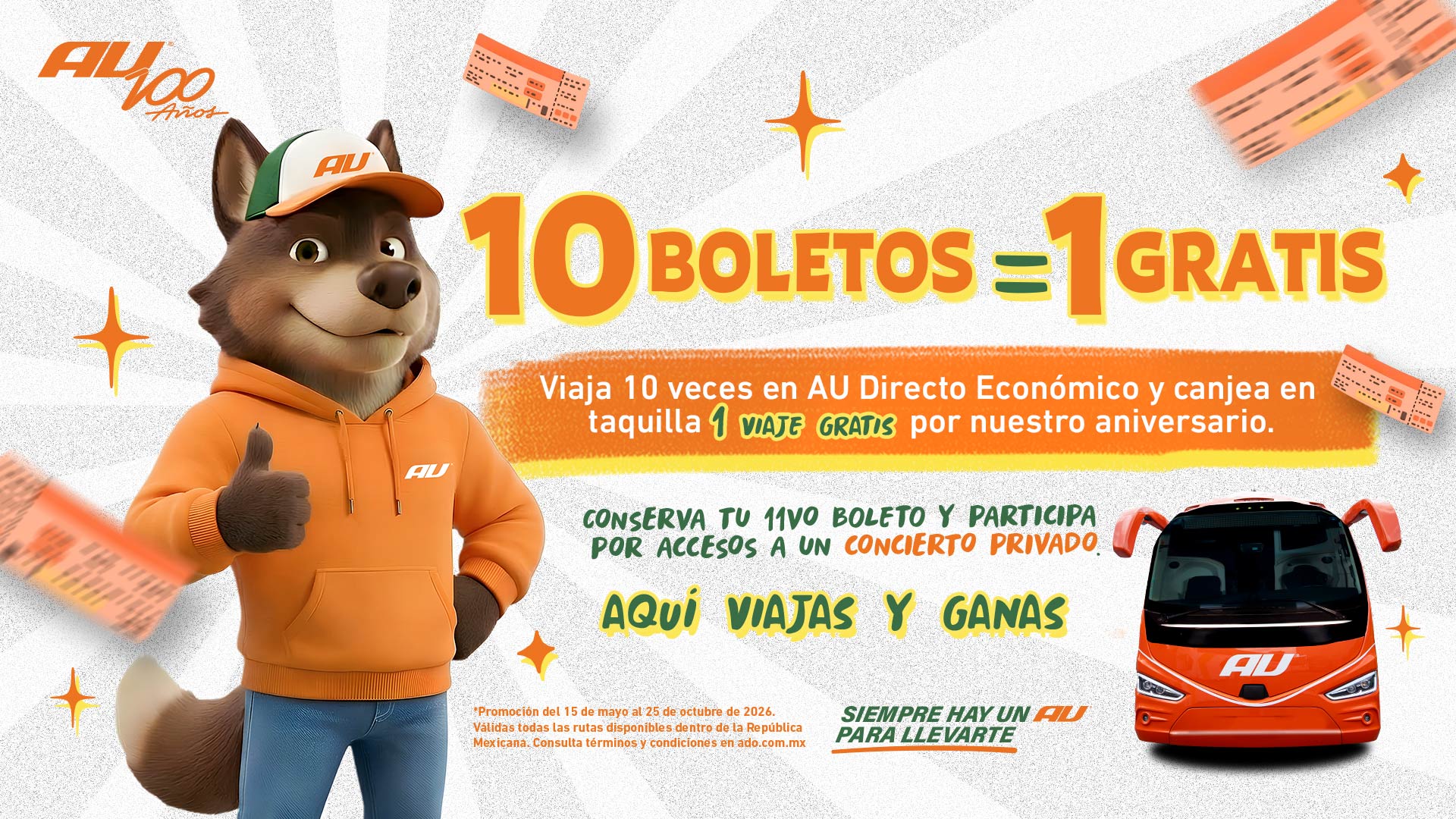 ADO - 10 Boletos = 1 Gratis